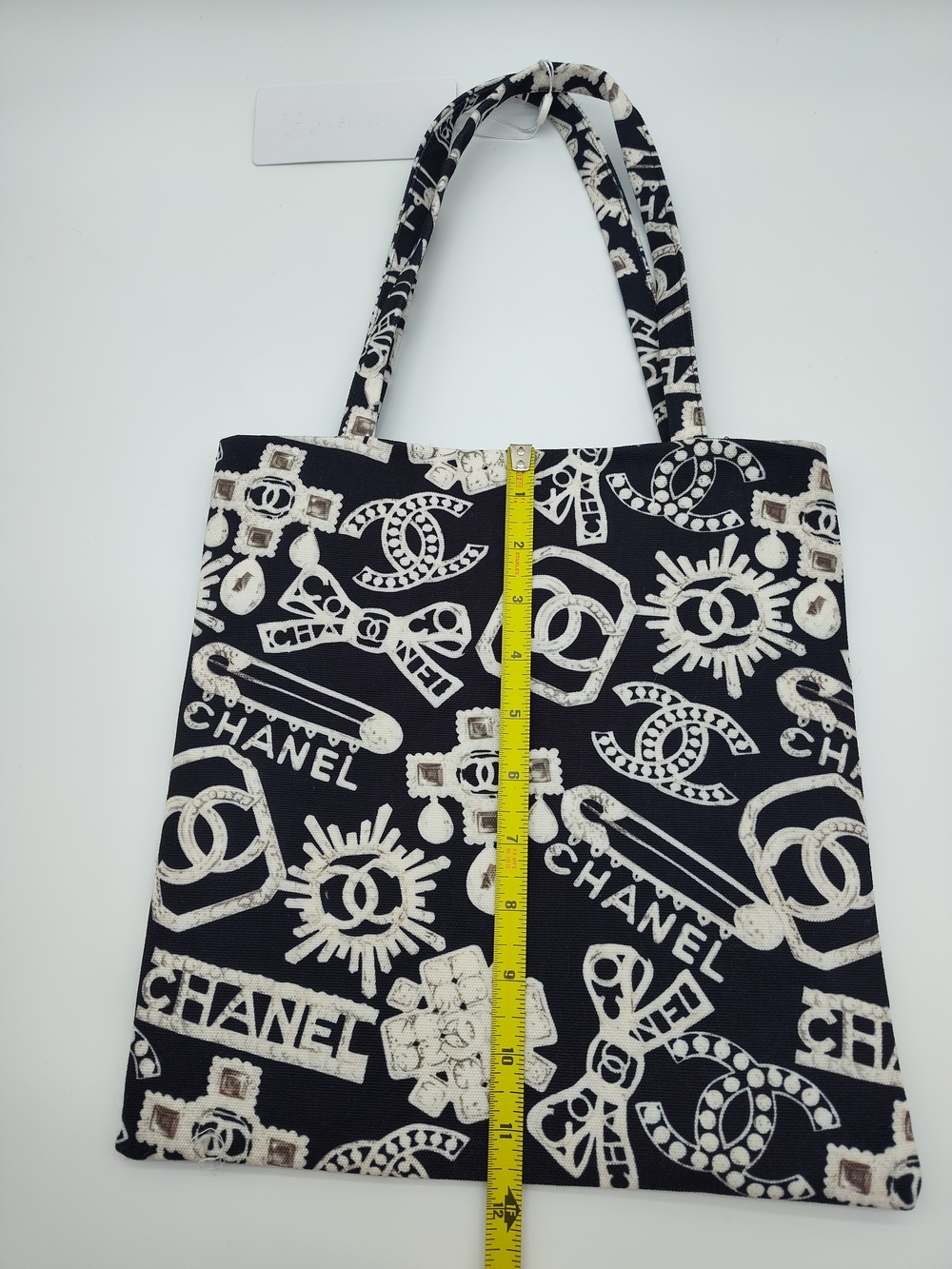 CHANEL Canvas Logo Print Tote Bag VIP Gift Large Employee Shopper Black - Picture 5 of 9